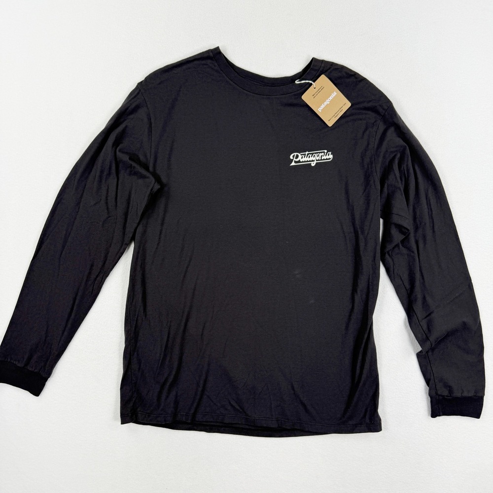 Patagonia Mens‎ Long Sleeve Glider Type Organic T-Shirt S Ink Black 37804 NEW